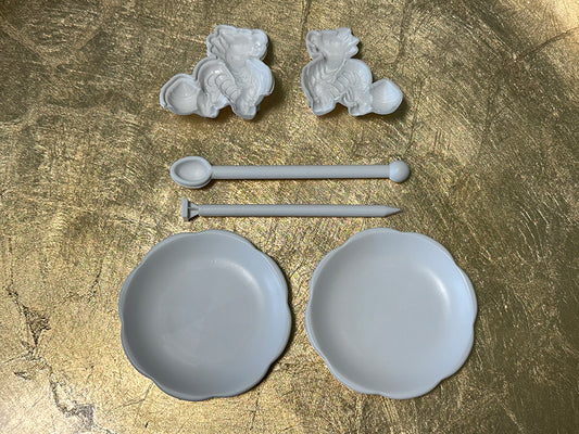 龍の盛り塩作成セット（盛り塩型、形成用専用棒、花皿2枚）